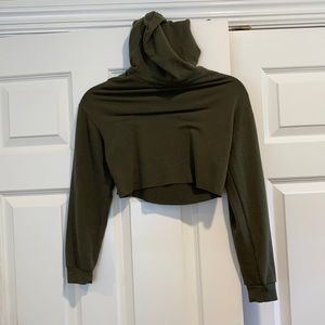 green crop hoodie